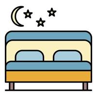 Pension bedroom icon color outline vector