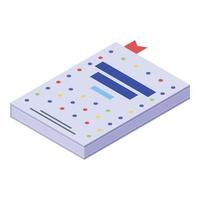 icono de cuaderno de papel de programación, estilo isométrico vector