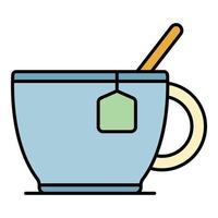 Cup of tea icon color outline vector