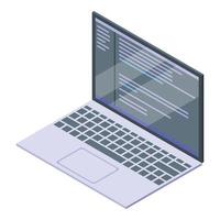 Laptop programming icon, isometric style vector