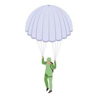 Parachuting icon, isometric style vector