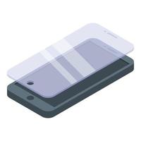 Scratch protective glass icon, isometric style vector