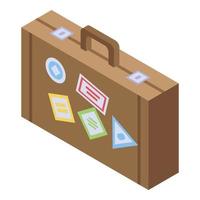 Hitchhiking suitcase icon, isometric style vector