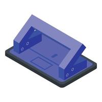 Paper hole puncher icon, isometric style vector