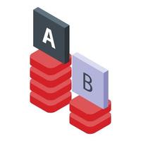 Testing software graph bars icon, isometric style vector