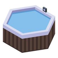 icono de jacuzzi en el baño, estilo isométrico vector