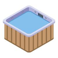 icono de jacuzzi cuadrado, estilo isométrico vector