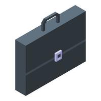 Leather manager suitcase icon, isometric style vector