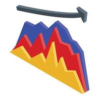 Broker graph chart icon, isometric style vector