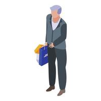 Purchasing manager shopping icon, isometric style vector