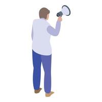 Purchasing manager megaphone icon, isometric style vector