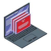 Fraud laptop computer icon, isometric style