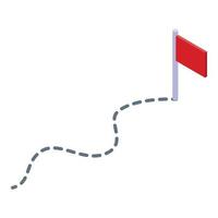 Testing software flag route icon, isometric style vector