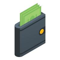 icono de billetera de dinero completo, estilo isométrico vector