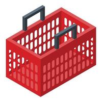 Red shop basket icon, isometric style vector