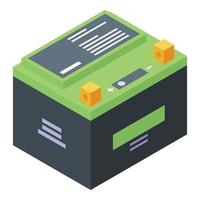 Eco car battery icon, isometric style vector