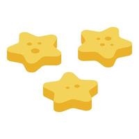 Cereal flakes stars icon, isometric style vector