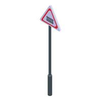 Railway road sign icon, isometric style vector