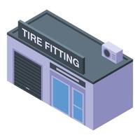 Tire fitting service icon, isometric style vector