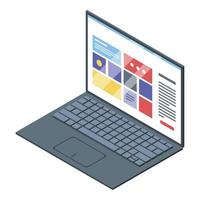 Laptop keyboard icon, isometric style vector