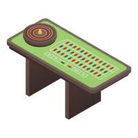 icono de la mesa de ruleta del casino, estilo isométrico vector