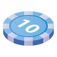 Casino chip icon, isometric style vector