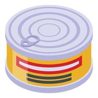 Fish tin can icon, isometric style vector