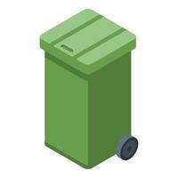 icono de caja de basura de plástico, estilo isométrico vector