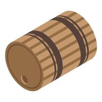 icono de barril de vino de madera, estilo isométrico vector