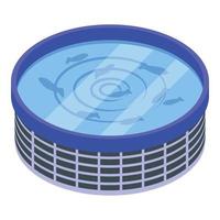 Fish farm pool icon, isometric style vector