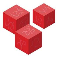 Red meat cubes icon, isometric style vector