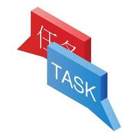 Task chat translator icon, isometric style vector