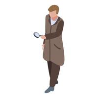 Investigator with magnifier icon, isometric style vector