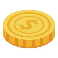 Gold coin icon, isometric style vector