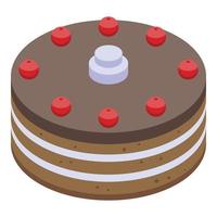 Cherry chocolate cake icon, isometric style vector