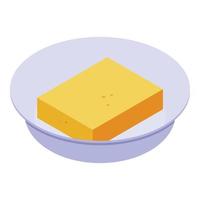 Piece of yellow cake icon, isometric style vector