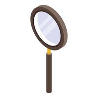 Old investigator magnifier icon, isometric style vector