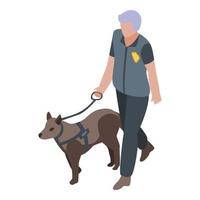 Policeman with dog icon, isometric style vector