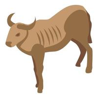 Safari wildebeest icon, isometric style vector