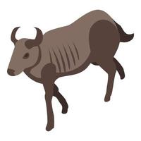 icono de ñu salvaje, estilo isométrico vector