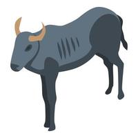 Black wildebeest icon, isometric style vector