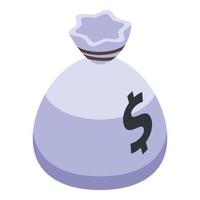 Policeman take money bag icon, isometric style vector