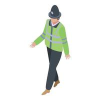 Policeman walking icon, isometric style vector