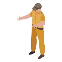 Policeman with desert color icon, isometric style vector