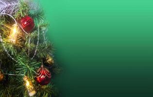 Christmas and New Year holidays green background photo