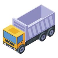 Unloading tipper icon, isometric style vector