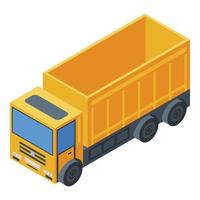 Yellow tipper icon, isometric style vector