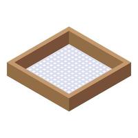 Wood frame sieve icon, isometric style vector