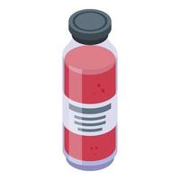 Raspberry juice bottle icon, isometric style vector