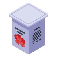 icono de caja de té de frambuesa, estilo isométrico vector